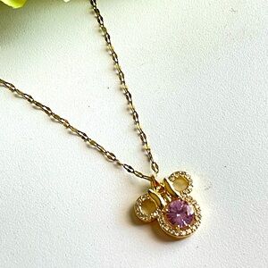 Minnie mouse Gold and Pink Pendant Necklace